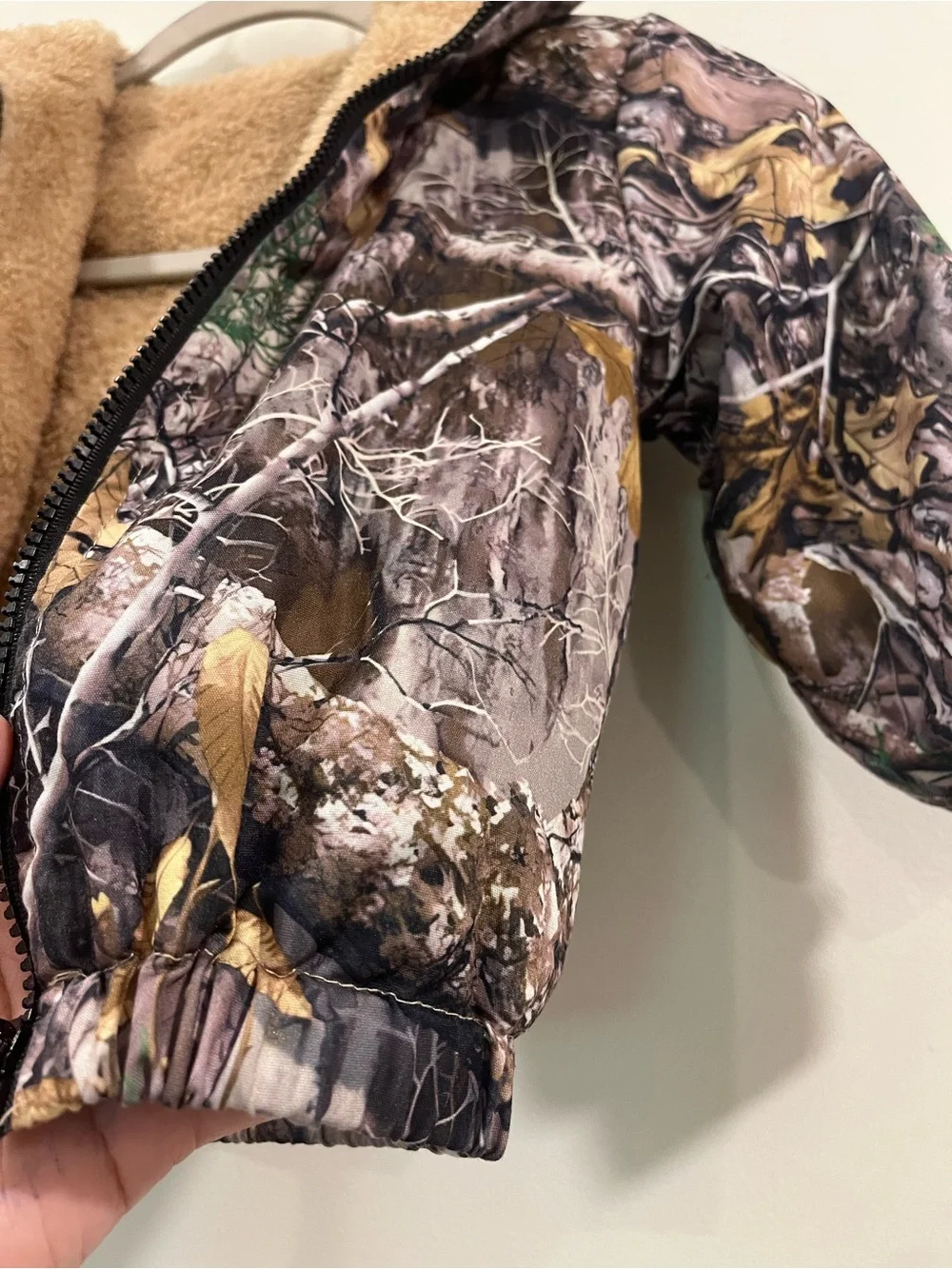 Kids Camo Hooded Jacket - Brown/Green